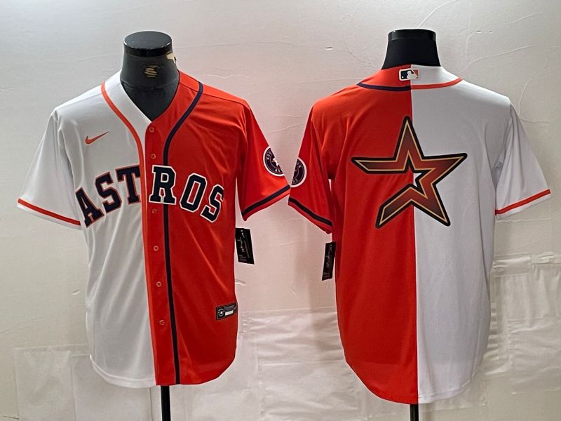 Men Houston Astros Blank White orange Nike 2024 MLB Jersey style 3